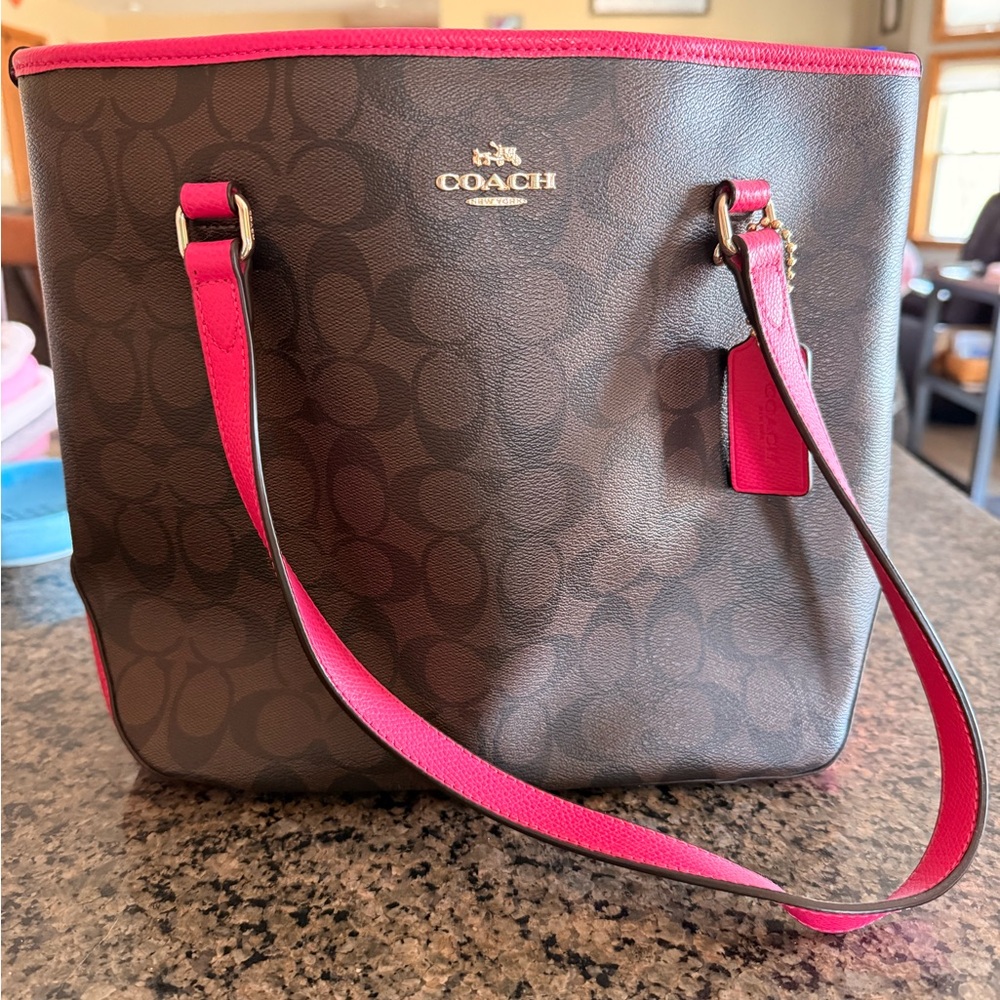 Coach Brown and Pink Shoulder Bag